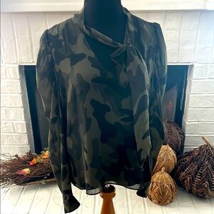 White House Black Market camo print top size M